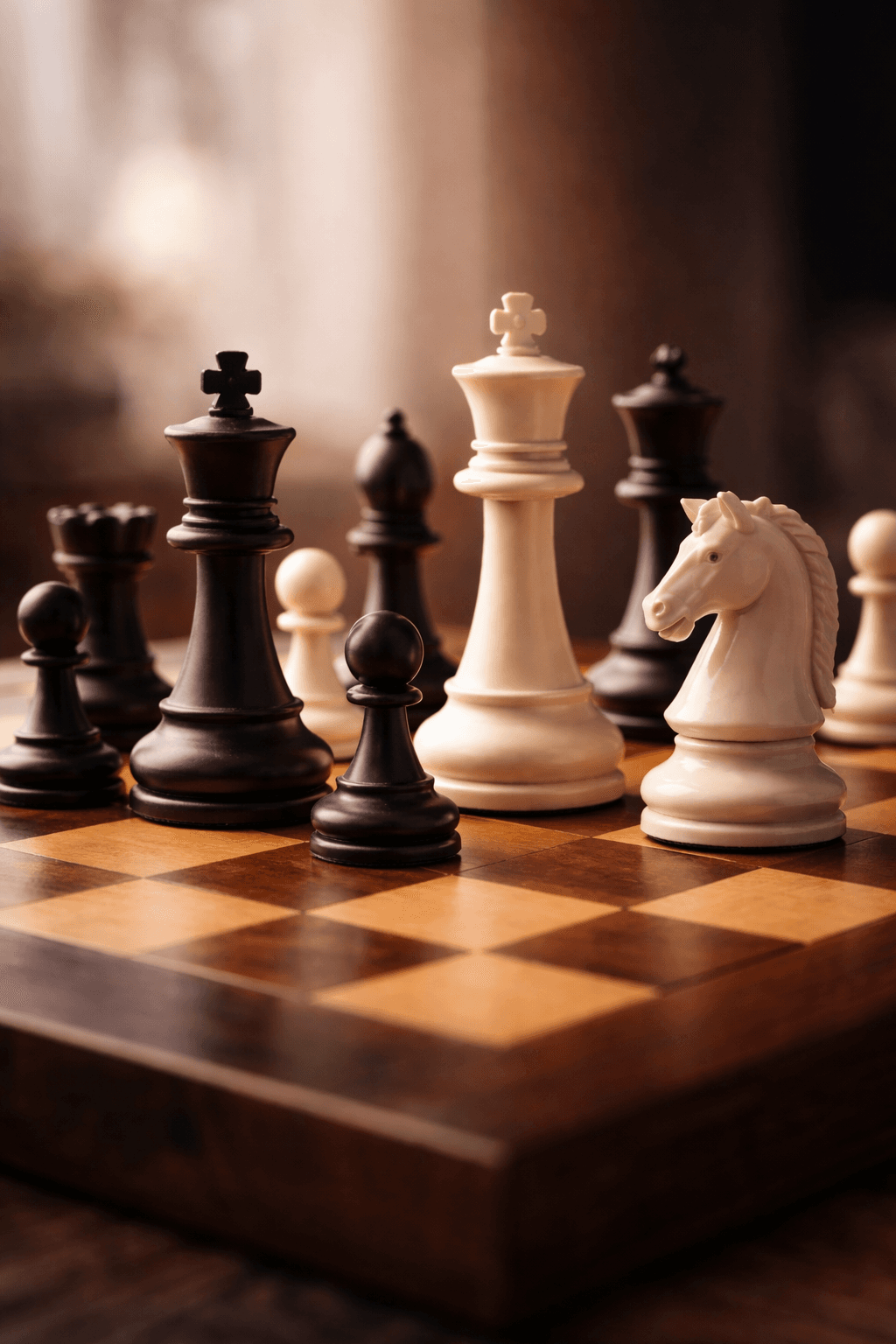 Chess pieces representing strategy and balance